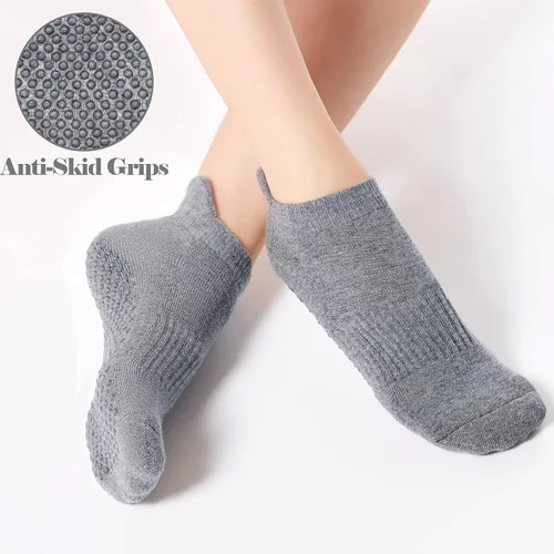 Vista 2 de Olreco Calcetines de agarre para mujeres y hombres, calcetines de pilates, calcetines de yoga, calcetines antideslizantes para mujer, calcetines