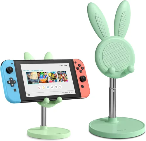 Vista 9 de OATSBASF Soporte ajustable para teléfono celular, soporte ajustable para teléfono con diseño de conejo, soporte para teléfono Kawaii, compatible