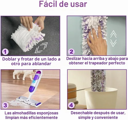 Vista 8 de 50 almohadillas desechables para mopa Swiffer Power Mop Pads Paquete de 50 púrpura