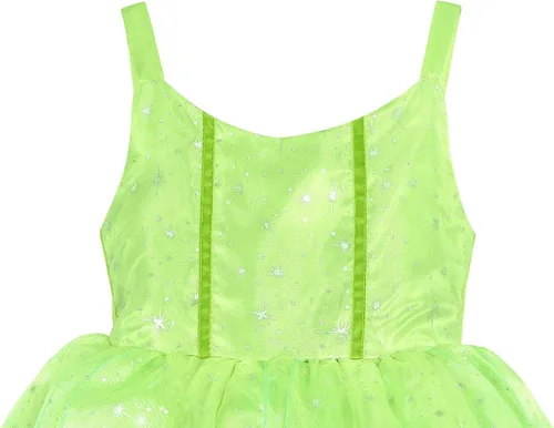 Vista 5 de Jurebecia Little Girls Tinkerbell Costume Princess Fairy Dress up Toddler Kids Fancy Birthday Halloween Outfit with Wings