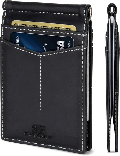 Vista 35 de SERMAN BRANDS RFID Blocking Wallet Slim Bifold - Genuine Leather Minimalist Front Pocket Wallets for Men with Money Clip Gift