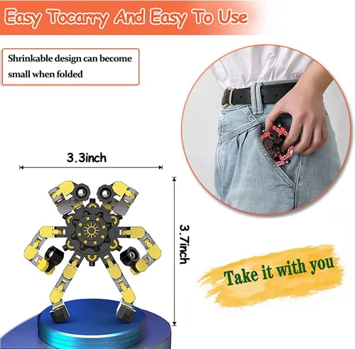 Vista 5 de 18 piezas de juguetes fidget spinners al azar, juguetes de dedo de robot deformables de bricolaje, spinner de descompresión, juguetes de giroscopio