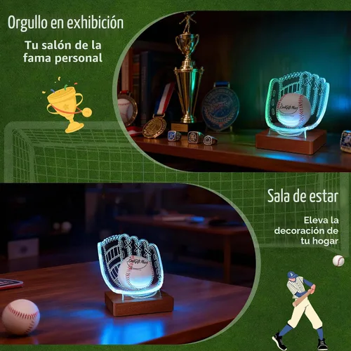 Vista 4 de CoolGift Mart Soporte de exhibición de guantes de béisbol con luz Béisbol-16