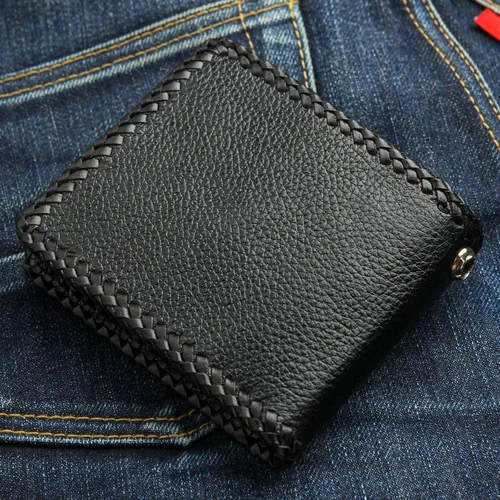 Vista 5 de Cartera de cuero con cruz roja para hombre, talla mediana (1417), Rojo -, Cartera
