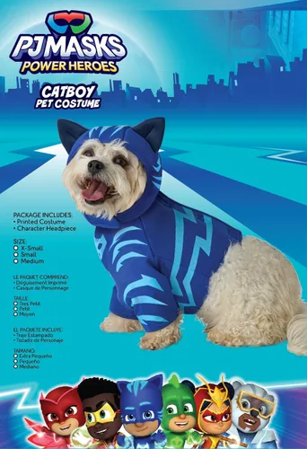 Vista 2 de PJ Masks - Disfraz de Catboy, XS para perros del tamaño de taza de té