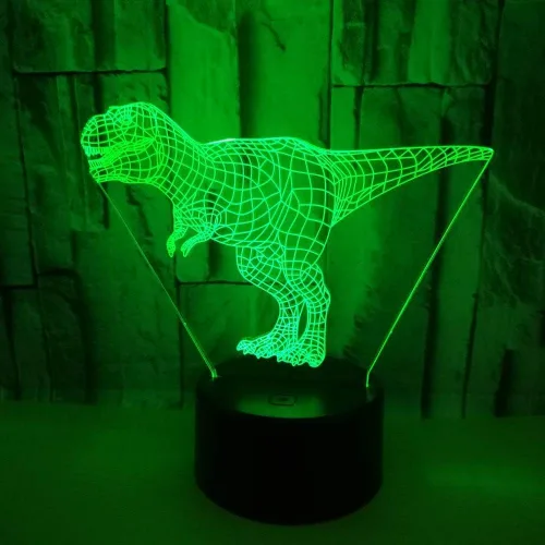 Vista 6 de Wiscky - Lámpara de escritorio con luz nocturna 3D de dinosaurio, 7 colores con ilusión óptica de control táctil, con base acrílica plana y ABS