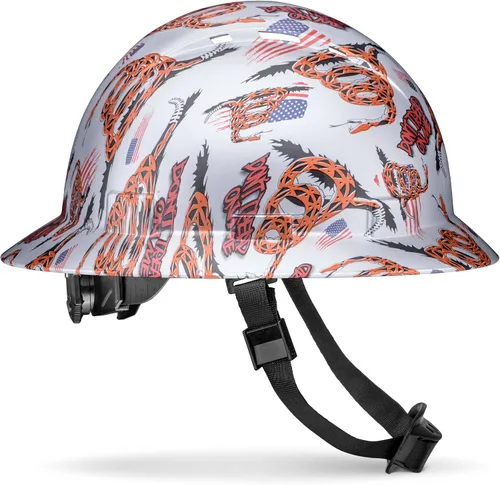Vista 10 de Casco de construcción OSHA de ala completa con diseño camuflaje ventilado de acabado mate, suspensión de 6 puntos