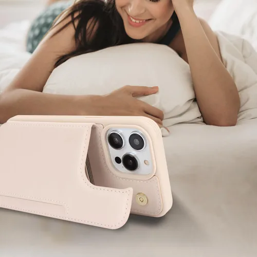 Vista 5 de iCoverCase Funda protectora de piel sintética compatible con iPhone 14 Pro Max con soporte para tarjetas, funda tipo cartera para mujeres y hombres
