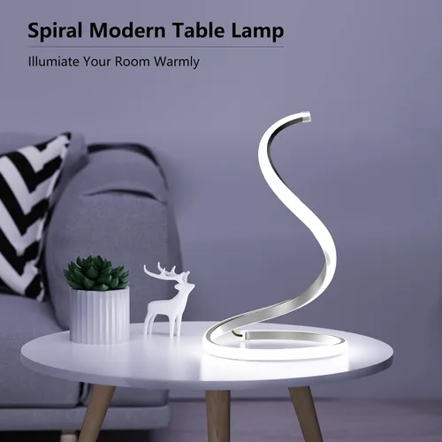 Vista 3 de NUÜR Juego de 2 lámparas de mesa LED, lámparas de mesa plateadas, lámpara de mesa de noche, control táctil, regulable continuo, lámpara de mesa
