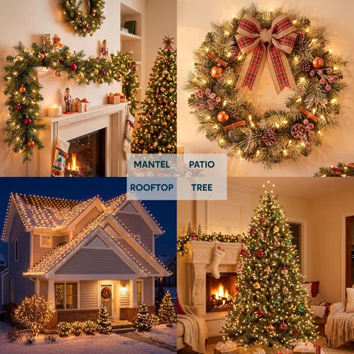 Vista 3 de Joiedomi Guirnalda de luces de Navidad transparentes para interiores, 100 unidades, mini luces blancas para exteriores, decoración de 19.4 pies