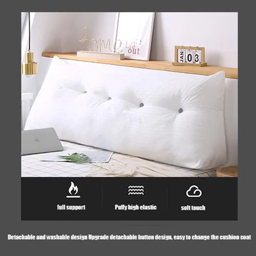 Vista 3 de Almohada triangular para cabecero, almohada de cuña de lectura, cojín de cabecero, almohada de respaldo para día, cama, litera, funda extraíble Negro
