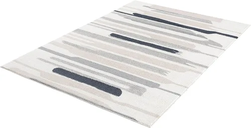 Vista 9 de Abani Rugs - Alfombra de área de línea de pintura neutra contemporánea, de 6 x 9 pies, color crema y gris, alfombra superior resistente a las manchas