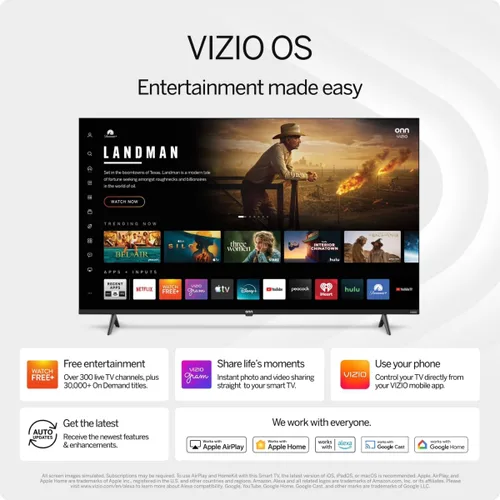 Vista 6 de ONN Smart TV de 32" alimentado por VIZIO Technology Class 720p HD, funciona con Apple Home, Amazon Alexa y Google Home, DTS:X y DTS: Virtual X