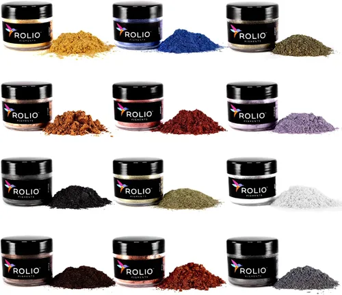 Vista 16 de Rolio Pigmento de color nacarado en polvo de mica de alta calidad, juego de arte para resina epoxi, para fabricación de jabón, esmalte de uñas