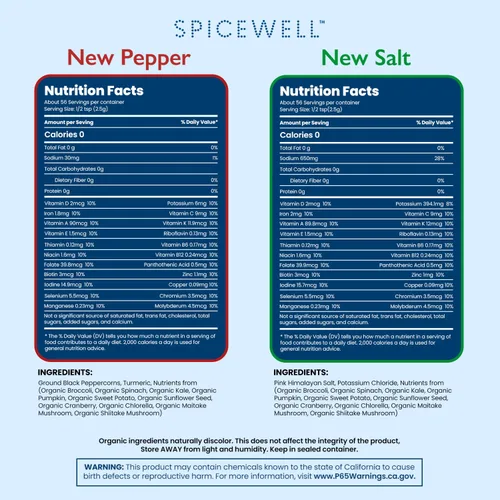 Vista 2 de Spicewell Nuevo dúo de bolsa de sal y pimienta Sal rosa del Himalaya reducida en sodio + la pimienta negra más sabrosa y cálida infundida
