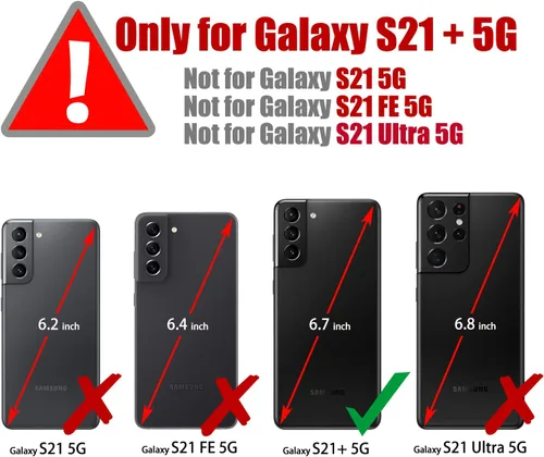Vista 2 de Funda tipo cartera para Samsung Galaxy S21+ Plus 5G con bloqueo RFID, tarjetero y función atril magnético, funda de piel con tapa para Samsung Negro