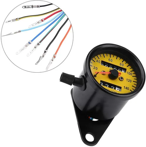 Vista 6 de Qiilu Motocicleta Velocímetro Odómetro, 2.362 in Universal Gauge - Negro