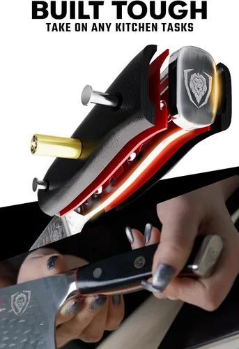 Vista 3 de Dalstrong Shogun Series ELITE - Cuchillo de carnicero para carne, 7 pulgadas, afilado para afeitar, acero japonés súper acero, cuchillo de damasco