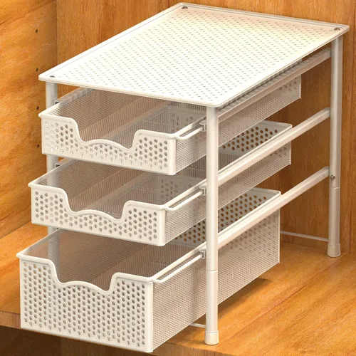 Vista 13 de Simple Houseware - Organizador con cajones de cesta apilables para gabinete, bronce