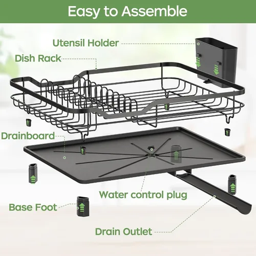 Vista 11 de ROTTOGOON Escurridor de platos, rejilla para secar platos de acero inoxidable resistente al óxido para encimera de cocina, escurridor de platos