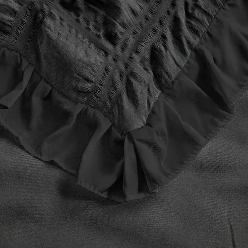Vista 9 de Juego de ropa de cama para cuna con volantes, edredón acolchado boho para bebé con sábana ajustable y falda de cama - Ropa de cama con volantes