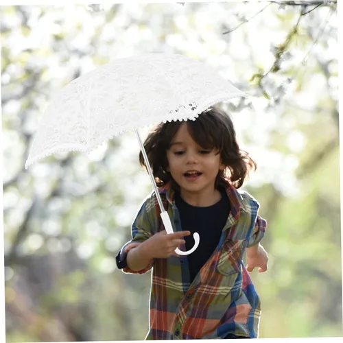 Vista 6 de IMIKEYA 2pcs Lace Umbrella Girl Umbrella Bridal Parasol Vintage Umbrellas for Girl Bride Parasol Wedding Umbrellas Parasols for Girl Iron Wedding