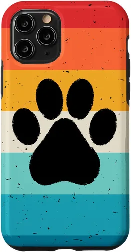 Vista 29 de iPhone 16 Gato Perro Paw Print en estilo retro Vintage Case