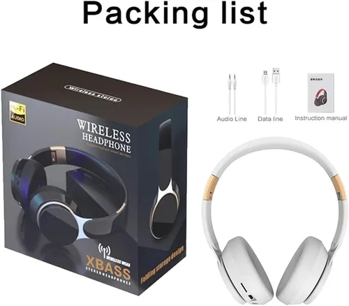 Vista 8 de Auriculares inalámbricos con Bluetooth 5.0, auriculares estéreo plegables sin pérdidas, con micrófono, FM, ranura SD/TF, cancelación activa de Negro