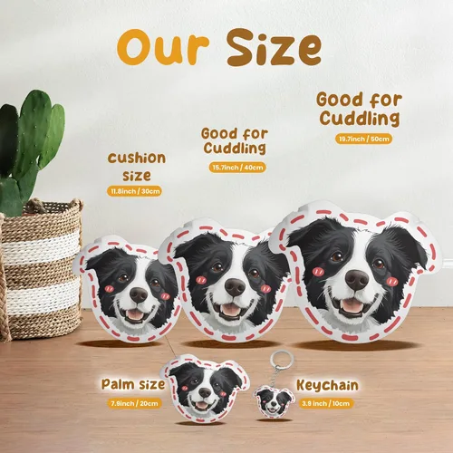 Vista 2 de Almohadas personalizadas para retratos de mascotas con fotos, almohada de perro 3D dibujada a mano, almohada personalizada de cara de gato