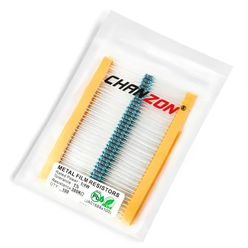 Vista 99 de Chanzon 100 piezas 1 Ω ohm Resistencia 1/4 W (0.25 W) Resistencia fija de película metálica 0.01 ±1% Tolerancia 1R MF Resistencias de agujero