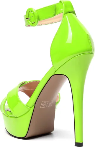 Vista 119 de MODENCOCO Sandalias de boda con correa de tobillo sexy para mujer, con plataforma y puntera abierta, tacón de aguja y tacón alto, zapatos de vestir
