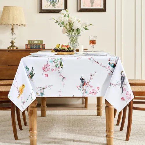 Vista 6 de Romanstile Mantel cuadrado de vinilo de verano, mantel de plástico impermeable a prueba de aceite, para exteriores, mantel de vinilo resistente