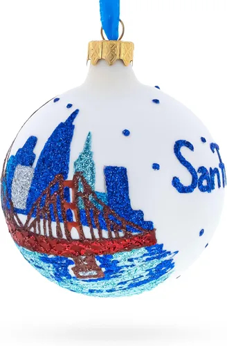 Vista 3 de San Francisco, California, USA Adorno de Navidad de cristal de 3.25 pulgadas