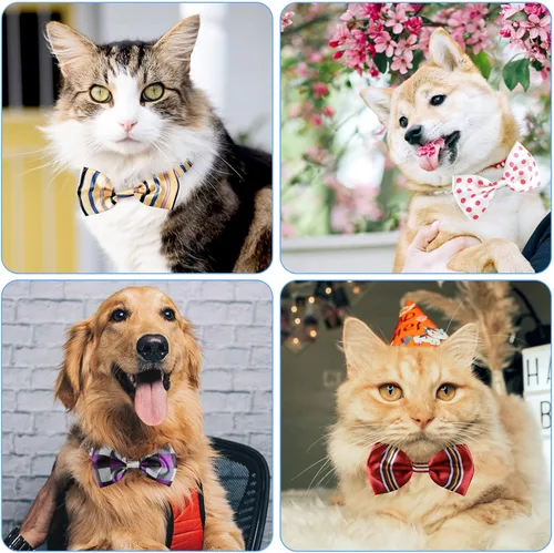 Vista 5 de Segarty Pajaritas para perros, 10 lazos a granel, circunferencia máxima del cuello de 17 pulgadas, lazos para mascotas con cuello ajustable, lazo