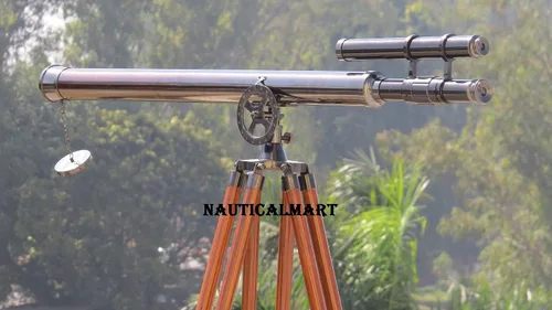 Vista 3 de Nauticalmart Telescopio vintage Griffith Astro de doble barril aceitado de 64