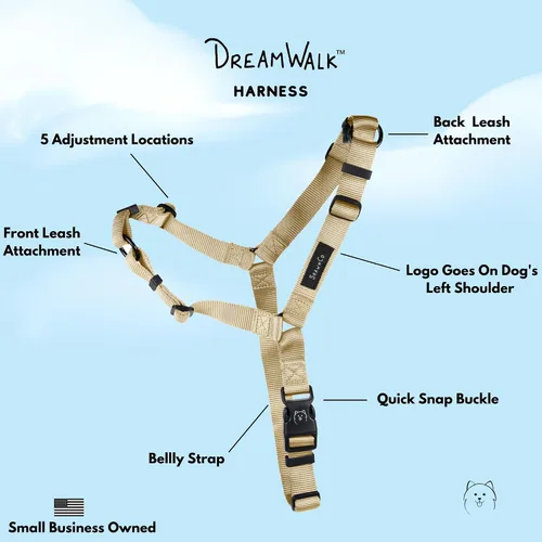 Vista 2 de ShawnCo Dream Walk Arnés para Perros Sin Tirones - Ajustable, Cómodo, Fácil de Usar, Cabestro para Mascotas para Ayudar a Detener los Tirones