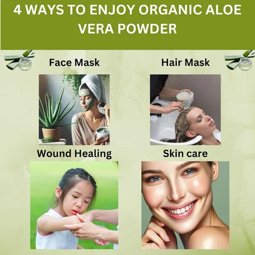 Vista 3 de Aloe Vera en polvo orgánico para piel y cabello – 16 onzas – Aloe Barbadensis – Mascarilla nutritiva para belleza natural, certificado por USDA