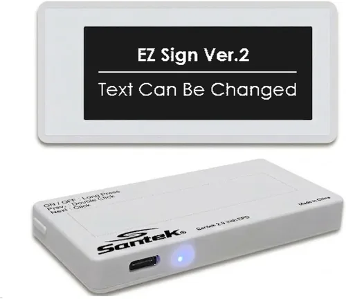 Vista 7 de Santek EZ - Letrero digital de papel electrónico de 2.9 pulgadas, recargable, inalámbrico, pantalla tricolor eink con mensajes personalizables
