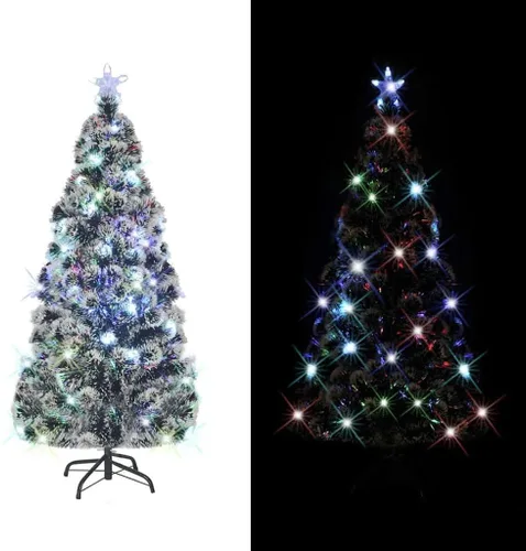 Vista 9 de 4 ft Artificial Christmas Tree. Pre-lit Fiberglass LED Pine 135 Branches, 7 Color Changing Lights, Indoor & Sheltered Outdoor Use Green