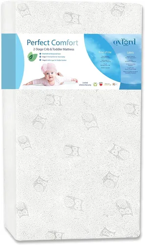 Vista 4 de Oxford Baby Lazio - Juego de 2 cunas convertibles 4 en 1 para bebé, color blanco nieve, certificado GreenGuard Gold Perfect Comfort, colchón
