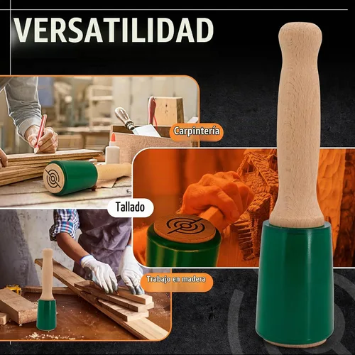 Vista 8 de Mazo de tallado de madera de precisión de 15 onzas para carpintería, cómodo mango de madera que reduce la fatiga de la mano, cabeza de uretano que