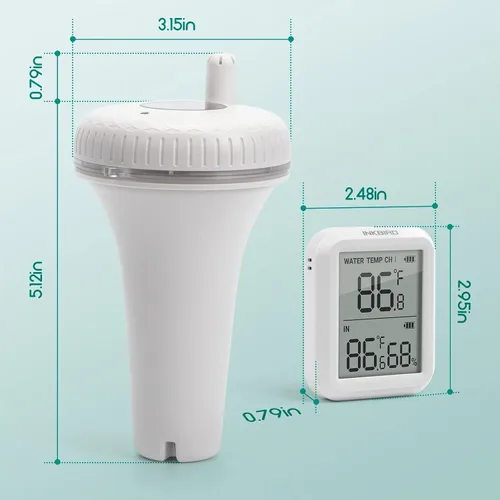 Vista 6 de Inkbird Termómetro inalámbrico para piscina y receptor, versión actualizada de termómetro flotante con pantalla de fácil lectura, termómetro