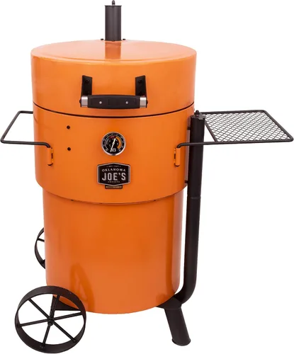 Vista 10 de Char-Broil Oklahoma Joes Bronco - Ahumador de tambor de barril con acero recubierto de porcelana, canal de entrada de aire y superficie de cocción
