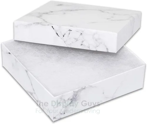 Vista 2 de TheDisplayGuys - Caja de regalo de cartón relleno de algodón, color blanco, para joyería, 25