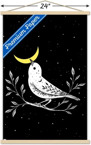 Vista 3 de Trends International Dibujo episódico - Póster de pared de pájaro lunar con marco magnético