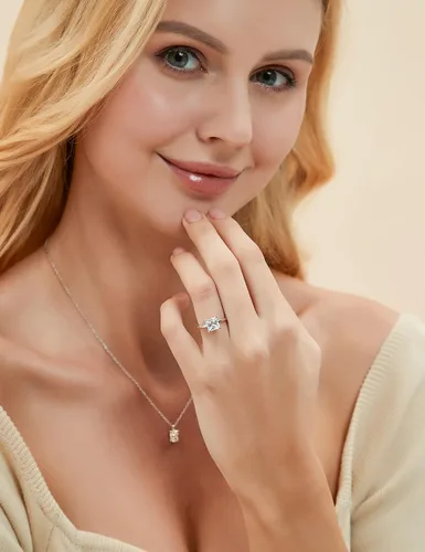 Vista 5 de EAMTI Anillos de compromiso de plata de ley 925 de 2 quilates, corte princesa, circonita cúbica, anillos de promesa de boda para ella