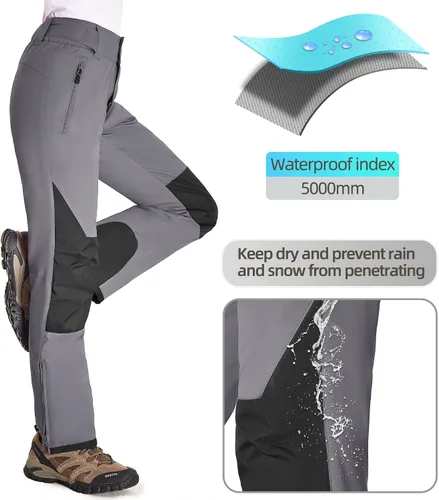 Vista 6 de BenBoy Pantalones de esquí de nieve para mujer, con aislamiento, impermeables, resistentes al viento, Ripstop