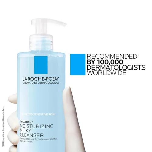 Vista 11 de La Roche-Posay Toleriane Limpiador lechoso hidratante, limpiador facial suave con glicerina para piel seca, sensible y propensa a alergias, lavado