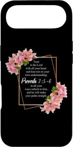 Vista 26 de iPhone 12 Pro Max Proverbios 3:5-6 Versículo de la Biblia Religioso Cristiano Hombres y Mujeres Caso