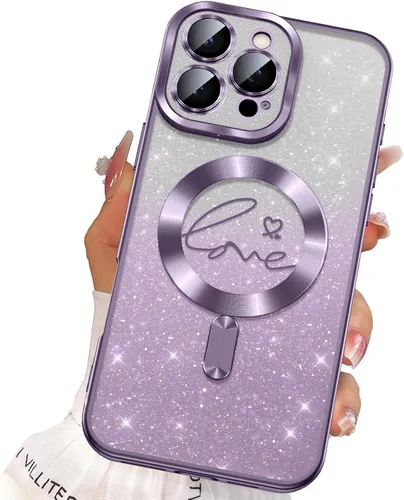 Vista 7 de Misscase Funda para iPhone 16 Pro Case Magnética con Purpurina con Protector Completo de Lente de Cámara, [Compatible con MagSafe] Linda Funda
